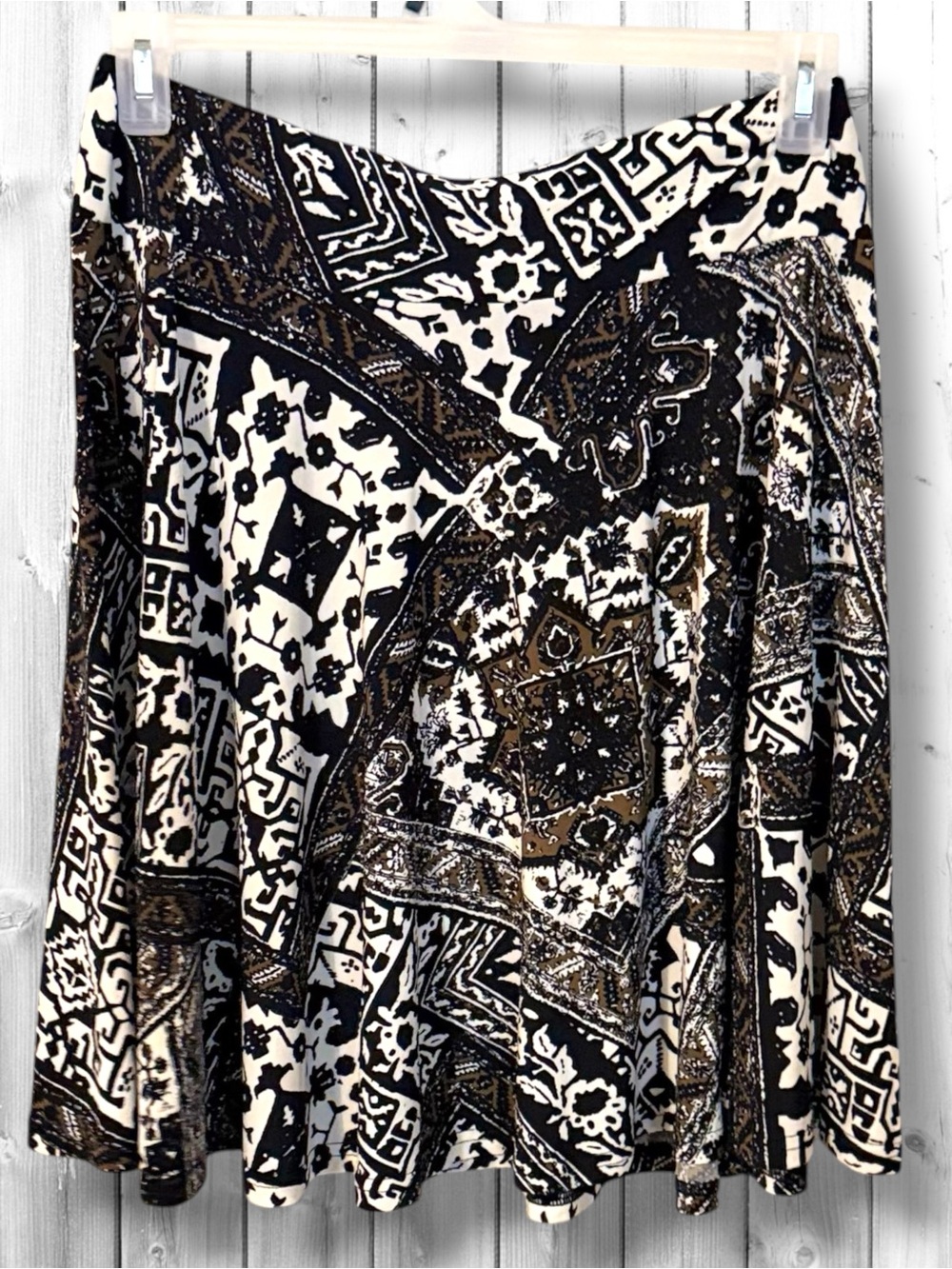 🌼Chaps Black, Cream & Brown Patterned Mini Skirt